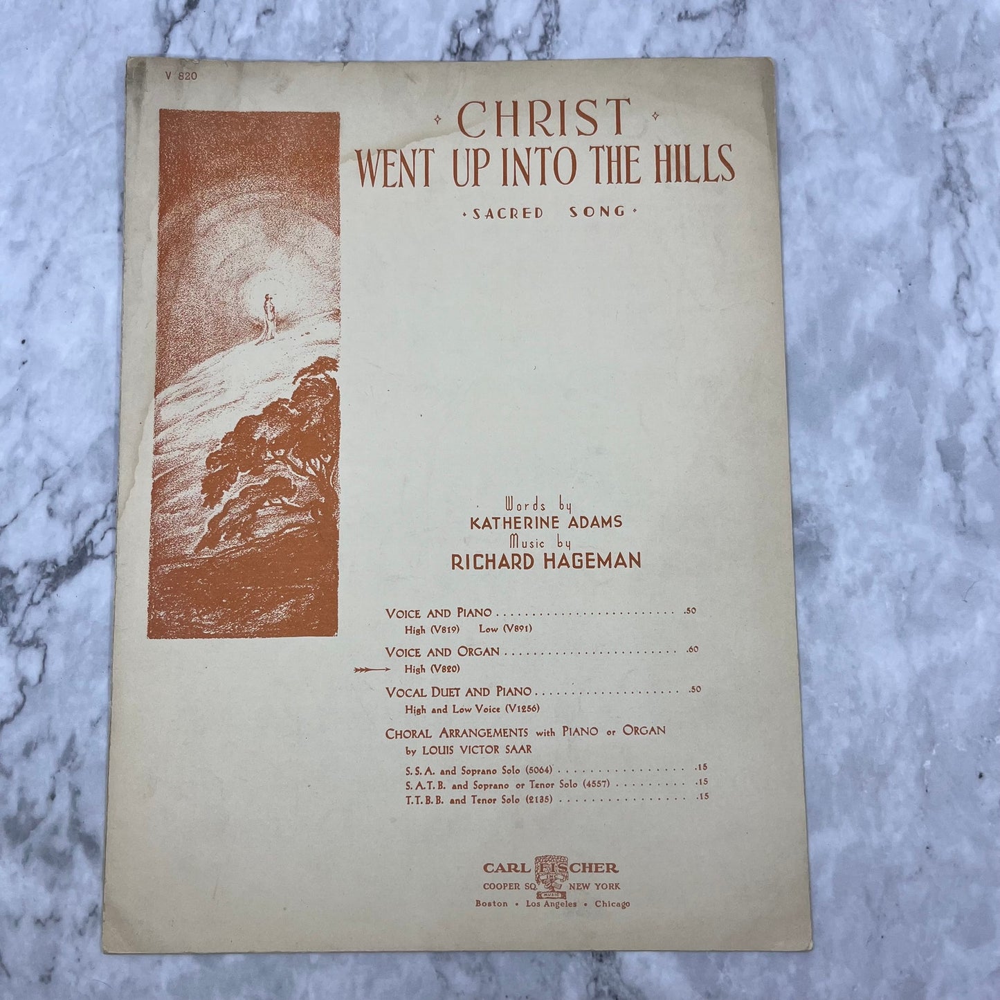 Christ Went Up Into The Hills Katherine Adams Hageman Sheet Music 1924 V39-2