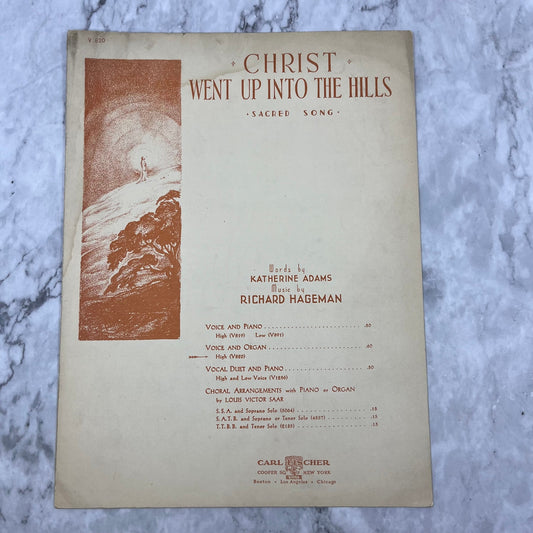 Christ Went Up Into The Hills Katherine Adams Hageman Sheet Music 1924 V39-2