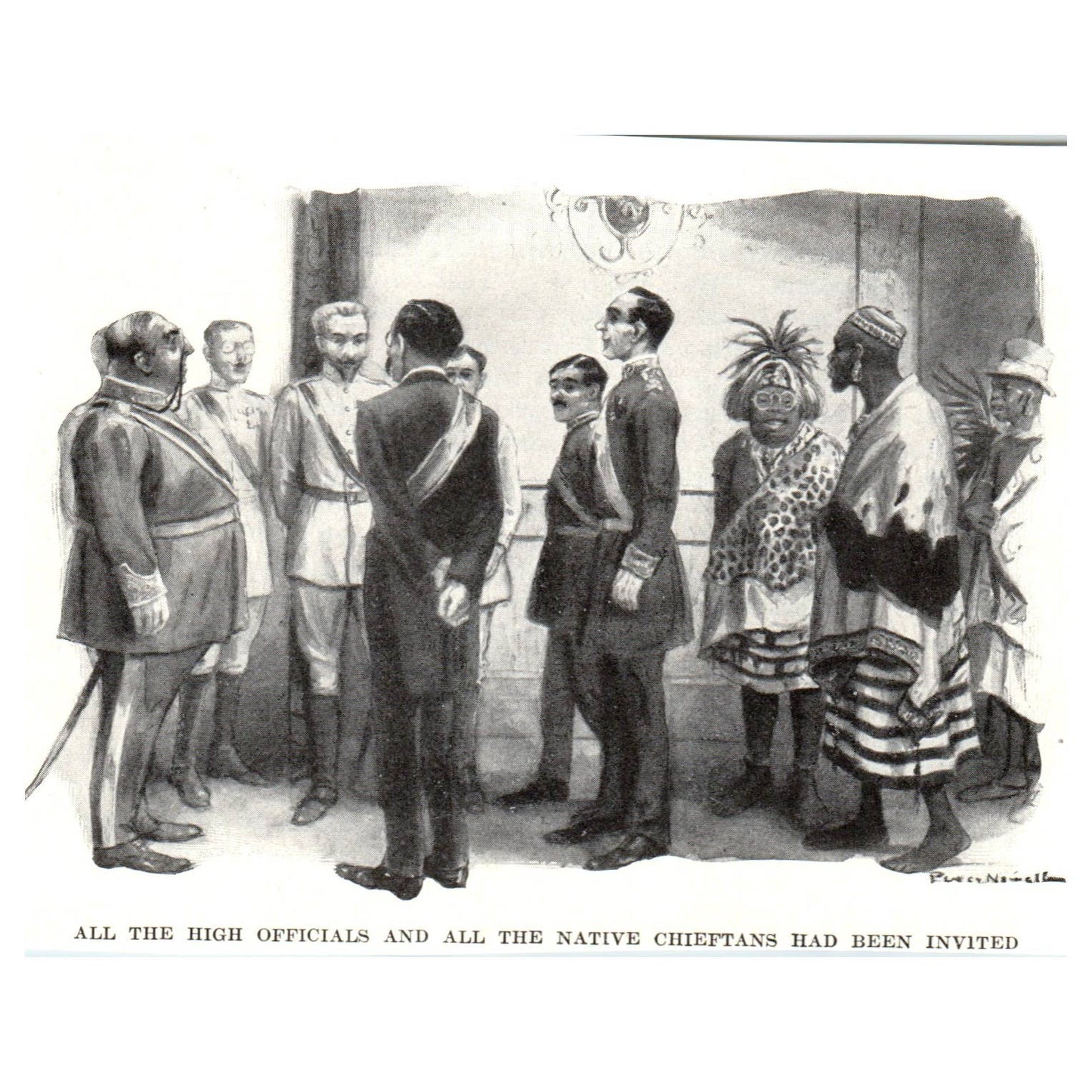 High Officials and Native Chieftains - 1921 Original Illustration TJ7-S