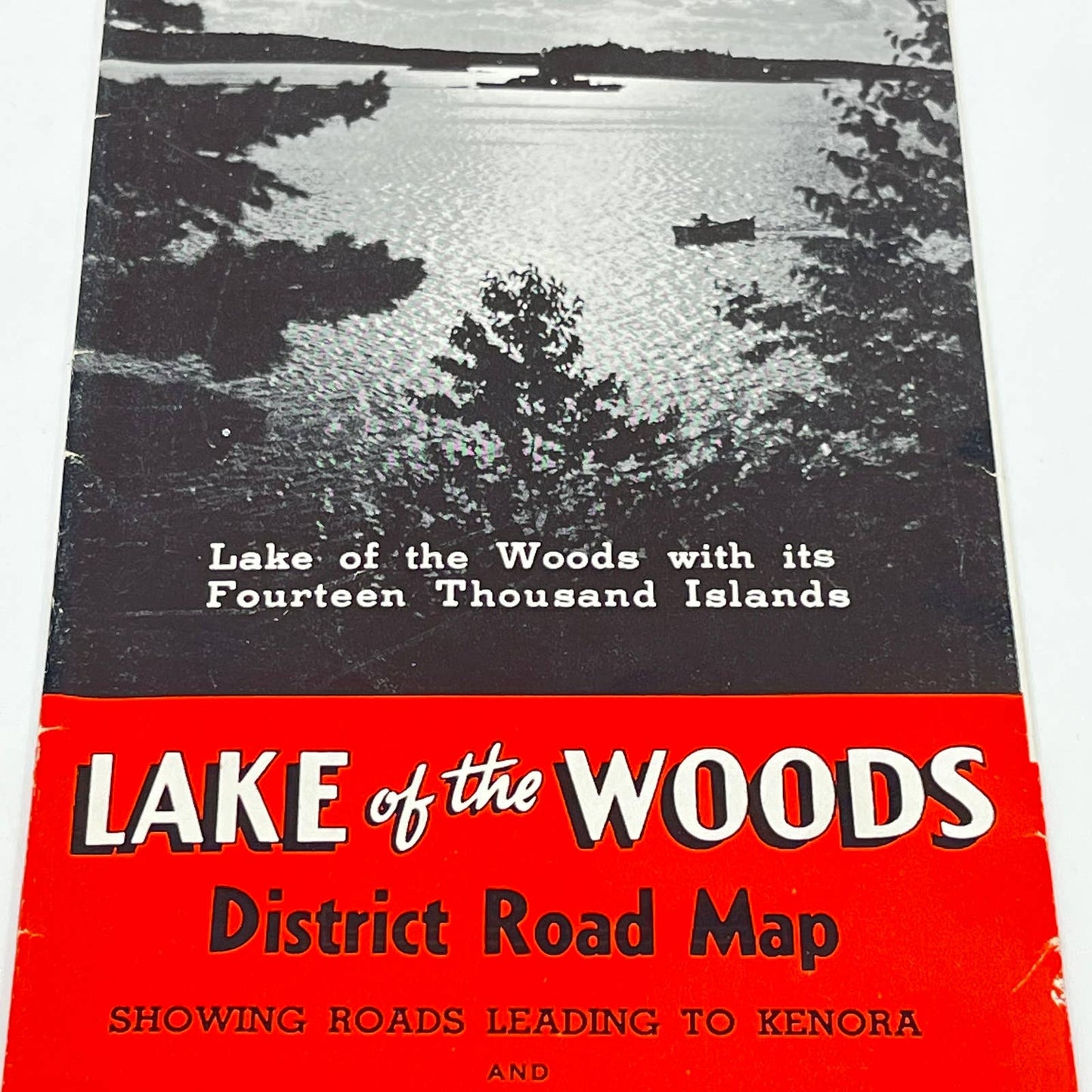 1940s Lake of the Woods District Road Map Large Fold Out Kenora Ontario SC8