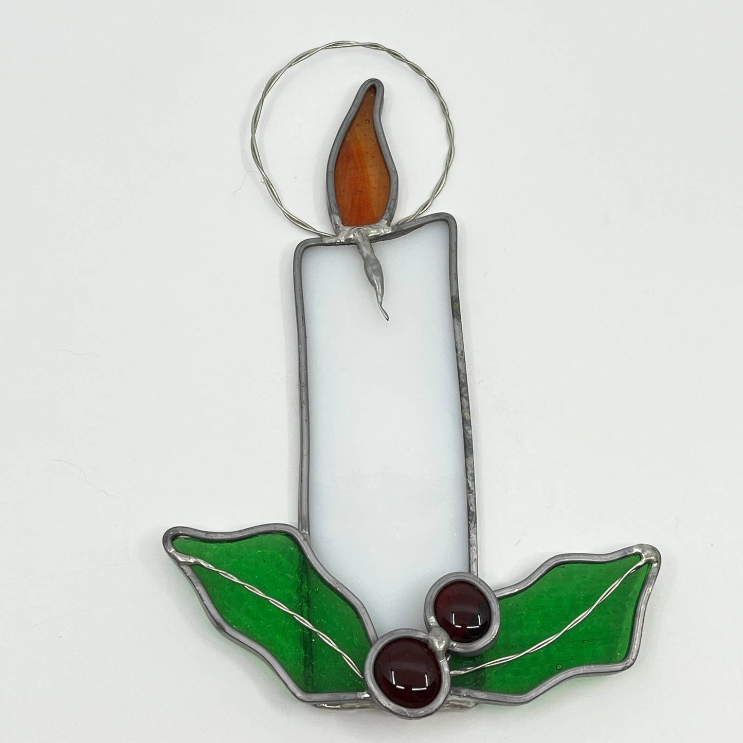 Vintage Candle Stained Glass Sun Catcher 8” TF5