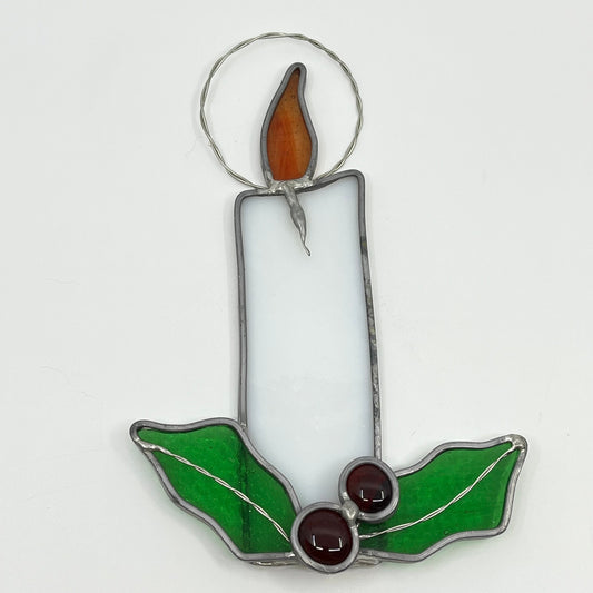 Vintage Candle Stained Glass Sun Catcher 8” SC8