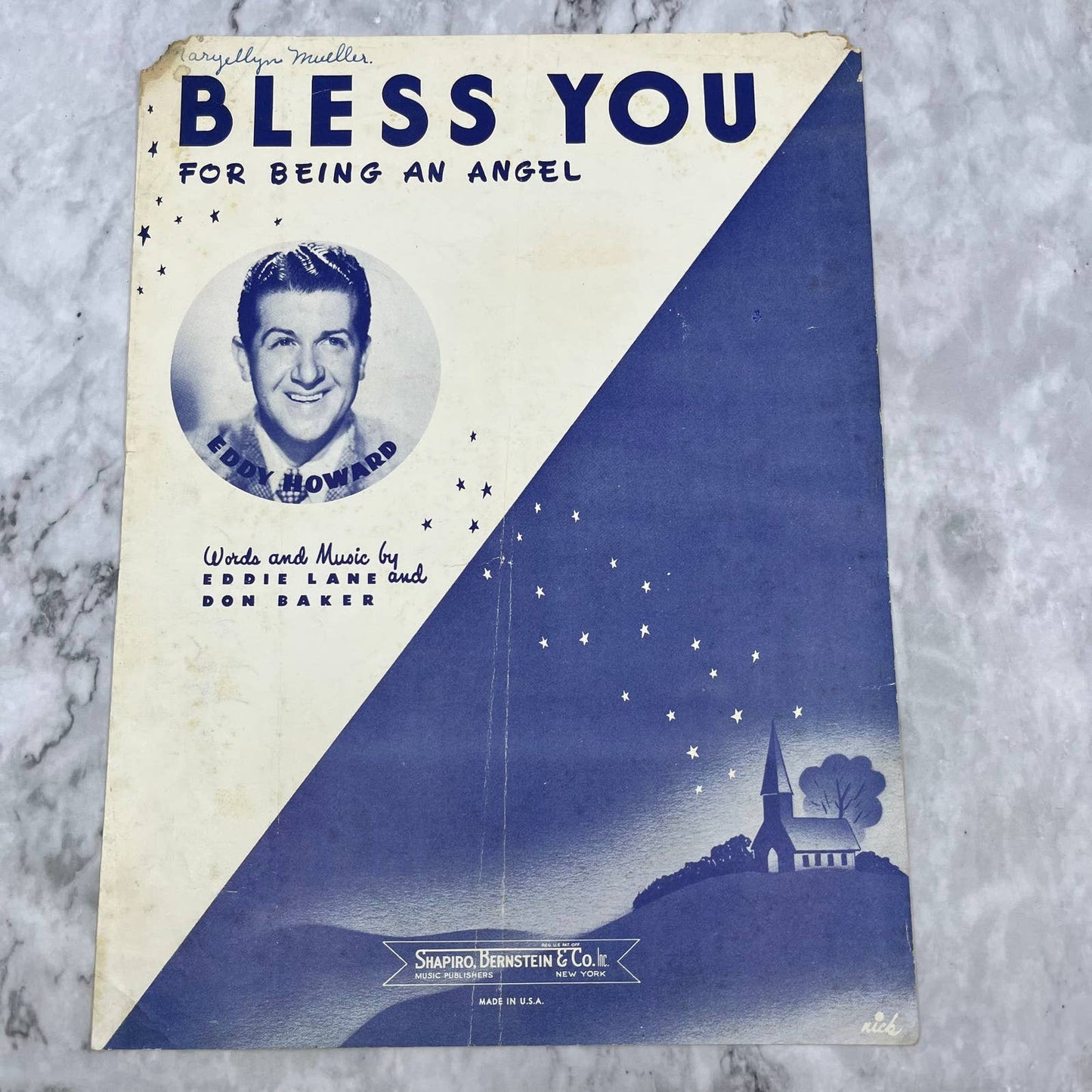 BLESS YOU FOR BEING AN ANGEL Lane & Baker EDDY HOWARD Sheet Music 1939 TI1