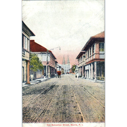 Manila Philippines San Sebastian Street View Original Postcard TK1-21