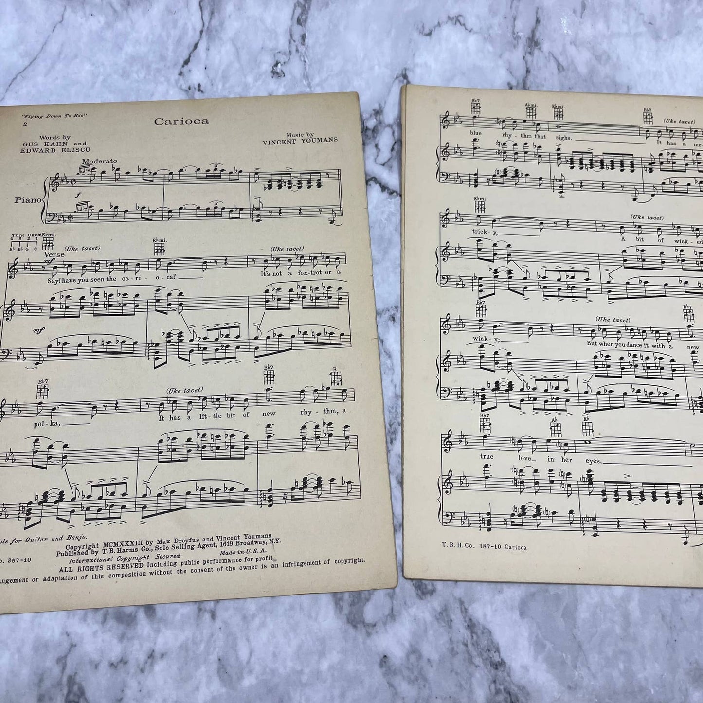 Fred Astaire "CARIOCA" from Flying down to Rio Sheet Music VTG TH5