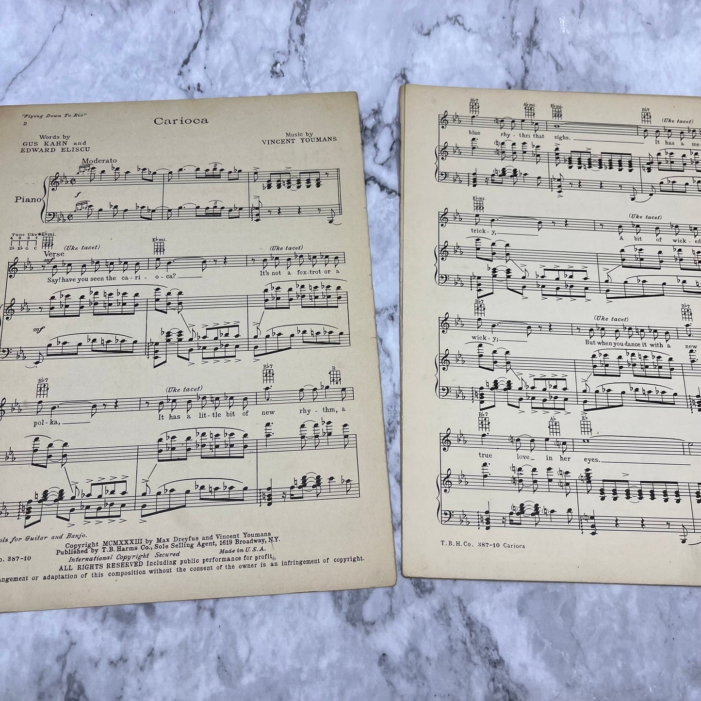 Fred Astaire "CARIOCA" from Flying down to Rio Sheet Music VTG V38