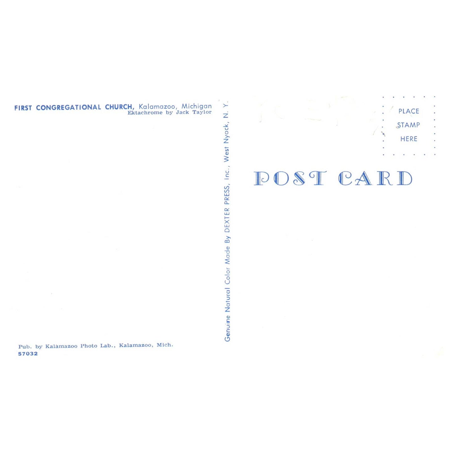 Vintage Postcard - First Congregational Church Kalamazoo Michigan TJ7-1