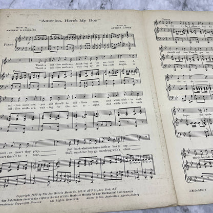 American Here's My Boy Arthur Lange WWI 1917 Sheet Music TK2-SM3
