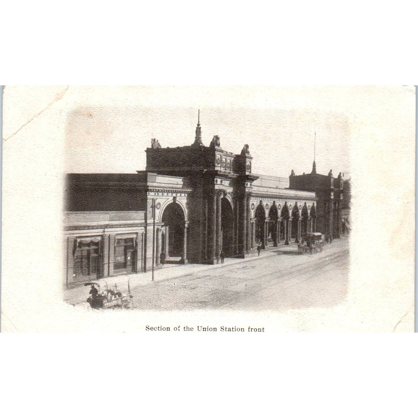 Antique Postcard Section of the Union Station Front Columbus Ohio TD9