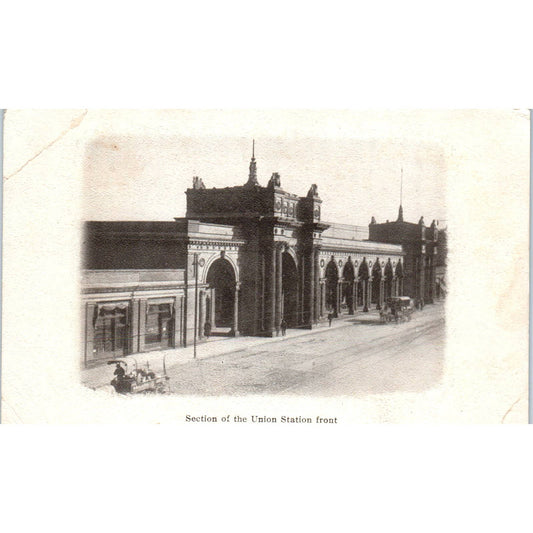 Antique Postcard Section of the Union Station Front Columbus Ohio TD9