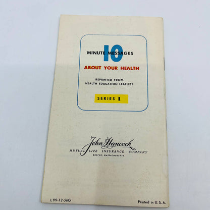 1956 Booklet 10 Minute Messages About Your Health John Hancock Mutual Life SB8