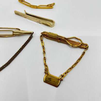 Vintage MCM Gold and Silver Tone Tie Bar Chain Clip Tack LOT OF 10 SD4