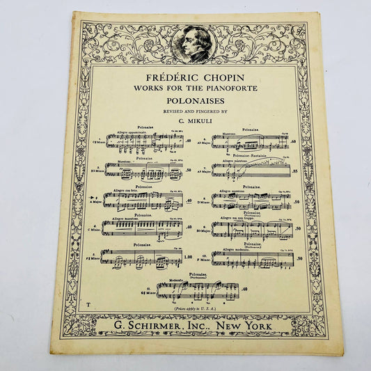 1910s Frederic Chopin Pianoforte Polonaises Sheet Music TD6