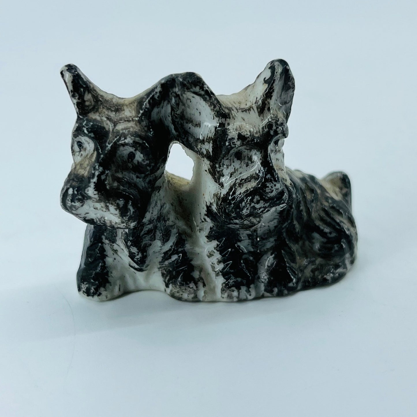 Antique Scottish Terrier Scotty Dog Hand Painted Porcelain 2” SB2