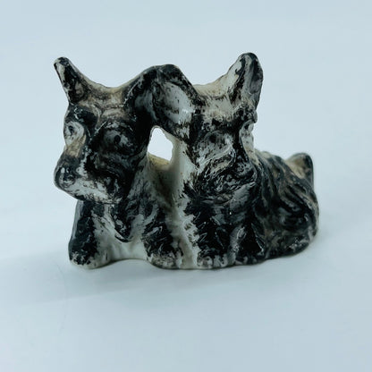 Antique Scottish Terrier Scotty Dog Hand Painted Porcelain 2” SB2
