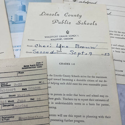 1952-58 Report Card Lot Cheri Lynn Brown Salem Waldport Lincoln County OR EA4