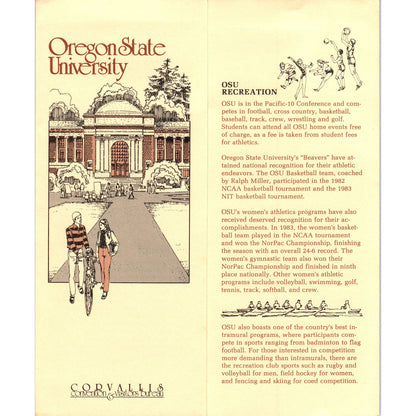 1980s Oregon State University Corvallis New Student Fold Out Brochure SF3