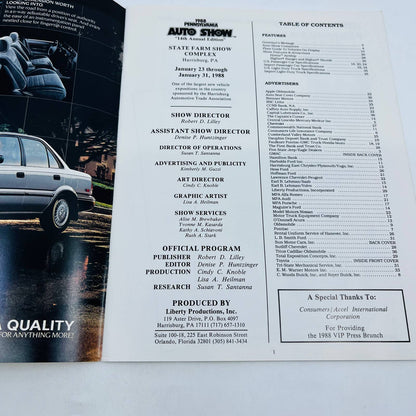 1988 Pennsylvania Auto Show Program BA1