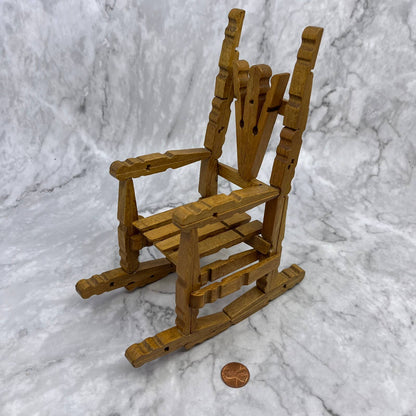 Vintage Handmade Planter Doll Furniture Wood Rocking Chair 6x8” TA9