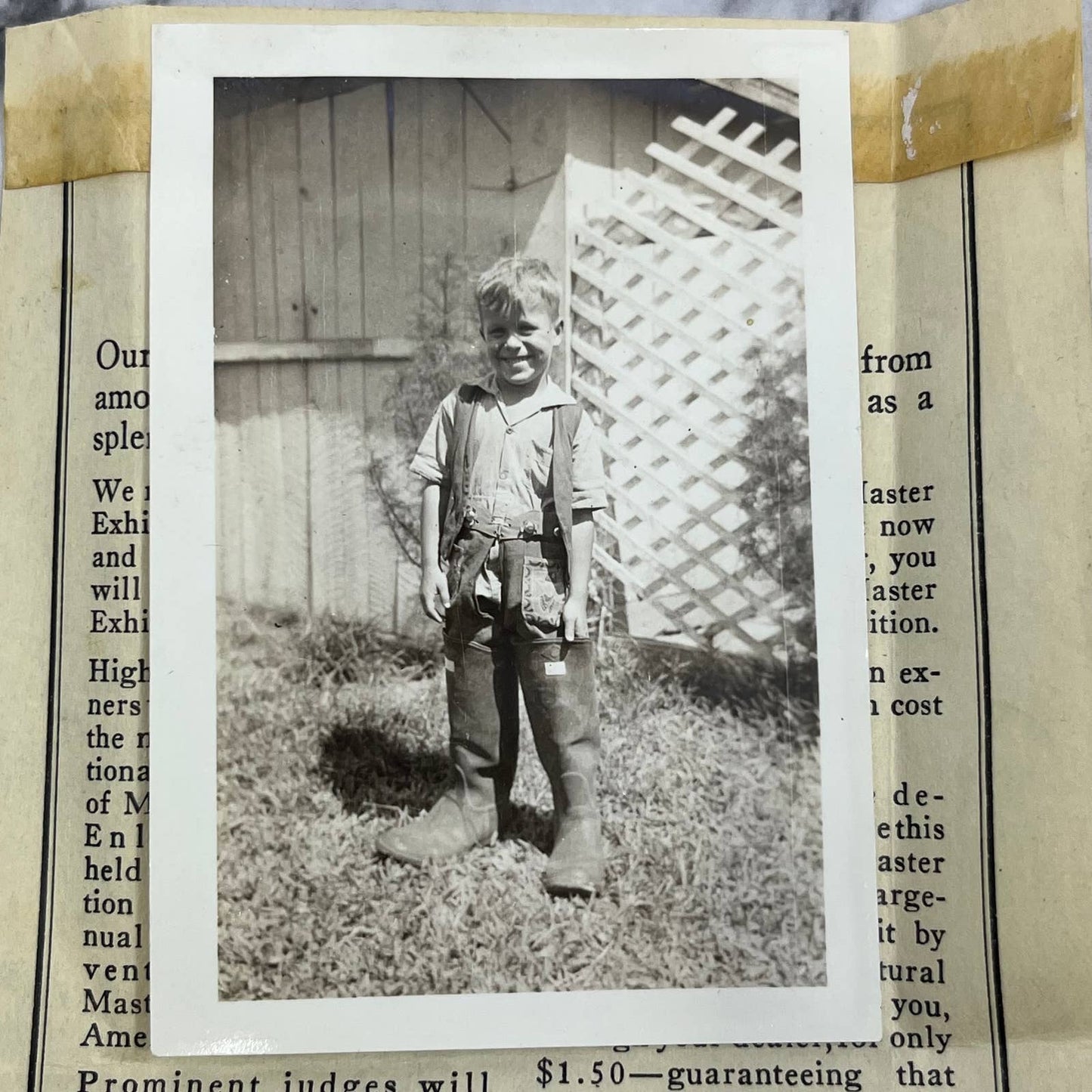 1930s Master Photo Finishers Amateur Photo Exhibition Boy w Giant Boots TJ9-PG7