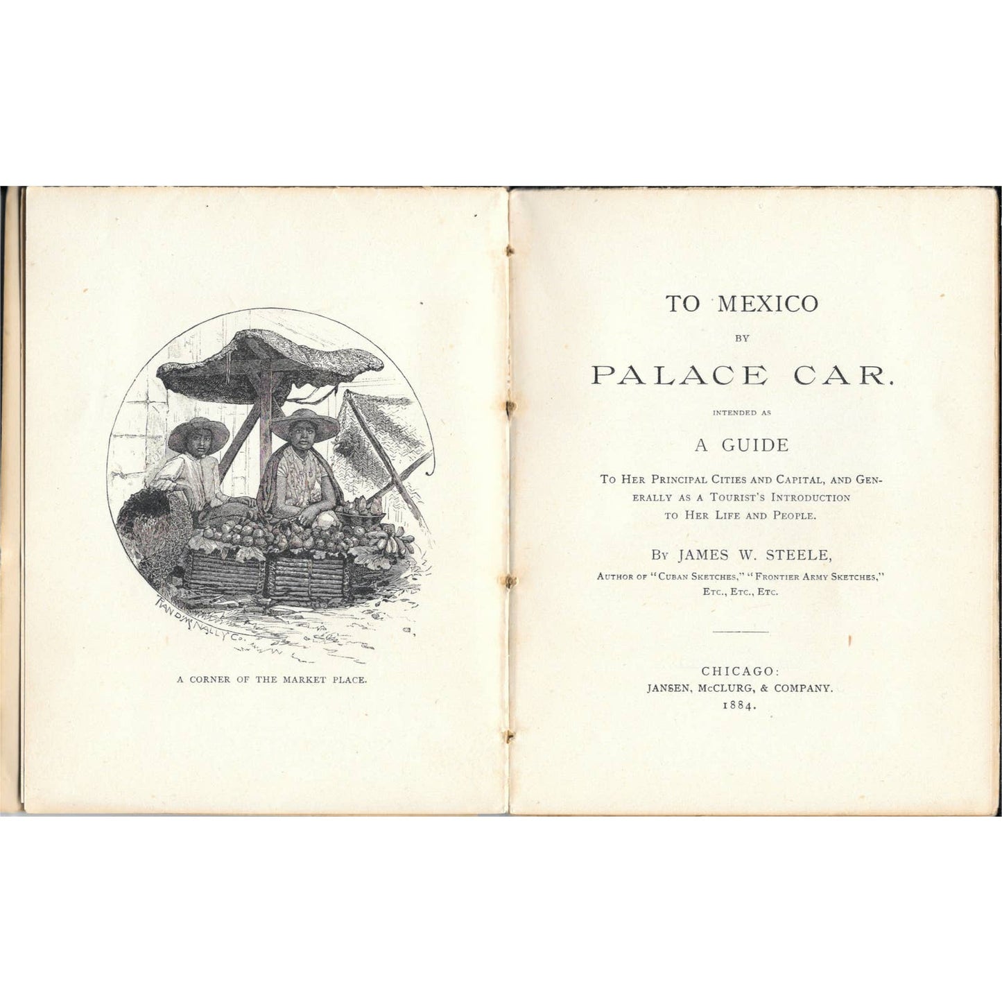 Original 1884 To Mexico by Palace Car Guide James Steele Railroad Book TJ7