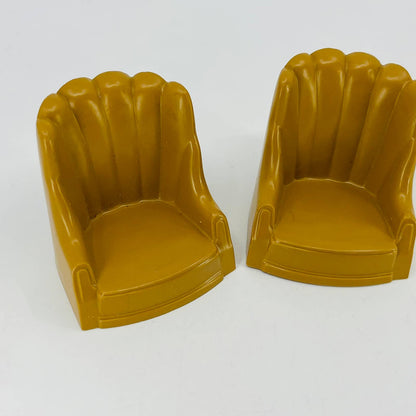 1950s MCM Dollhouse Furniture Celluloid Tan Armchair Set of 2 TD6