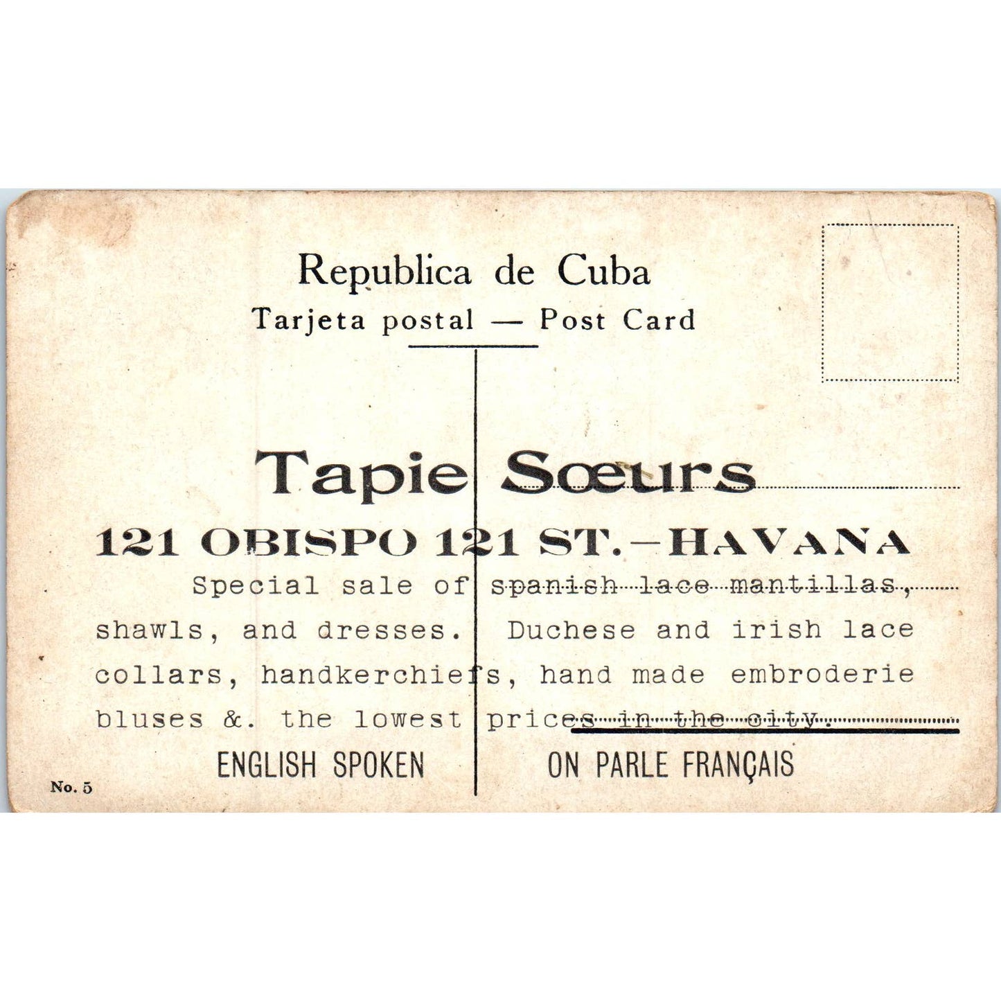 Tapie Soeurs Spanish Lace Mantillas Havana Cuba Original Postcard TK1-P16