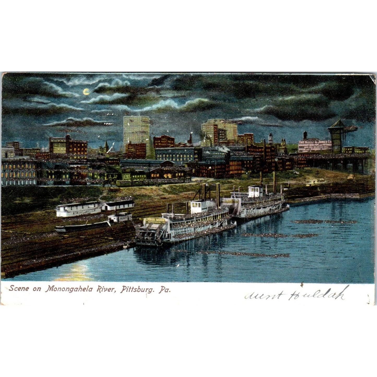 1906 Postcard Scene on Monongahela River Pittsburgh PA TD8-P2