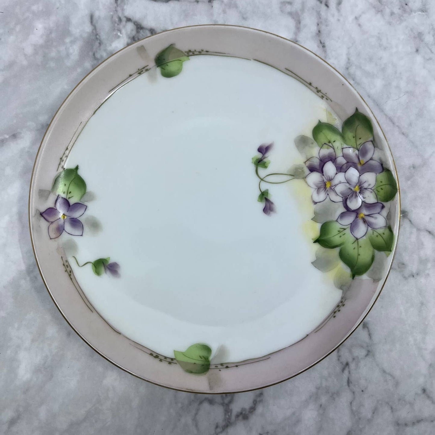 Meito China Hand Painted Purple Floral 7 1/2 Inch Plate Made In Japan TA7-5