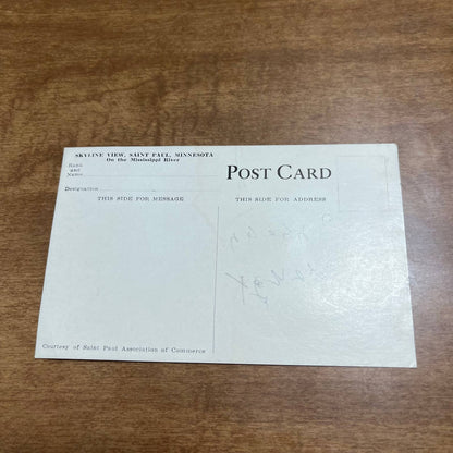 Vintage RPPC Postcard ST. PAUL MINNESOTA Skyline View of Mississippi River PA1