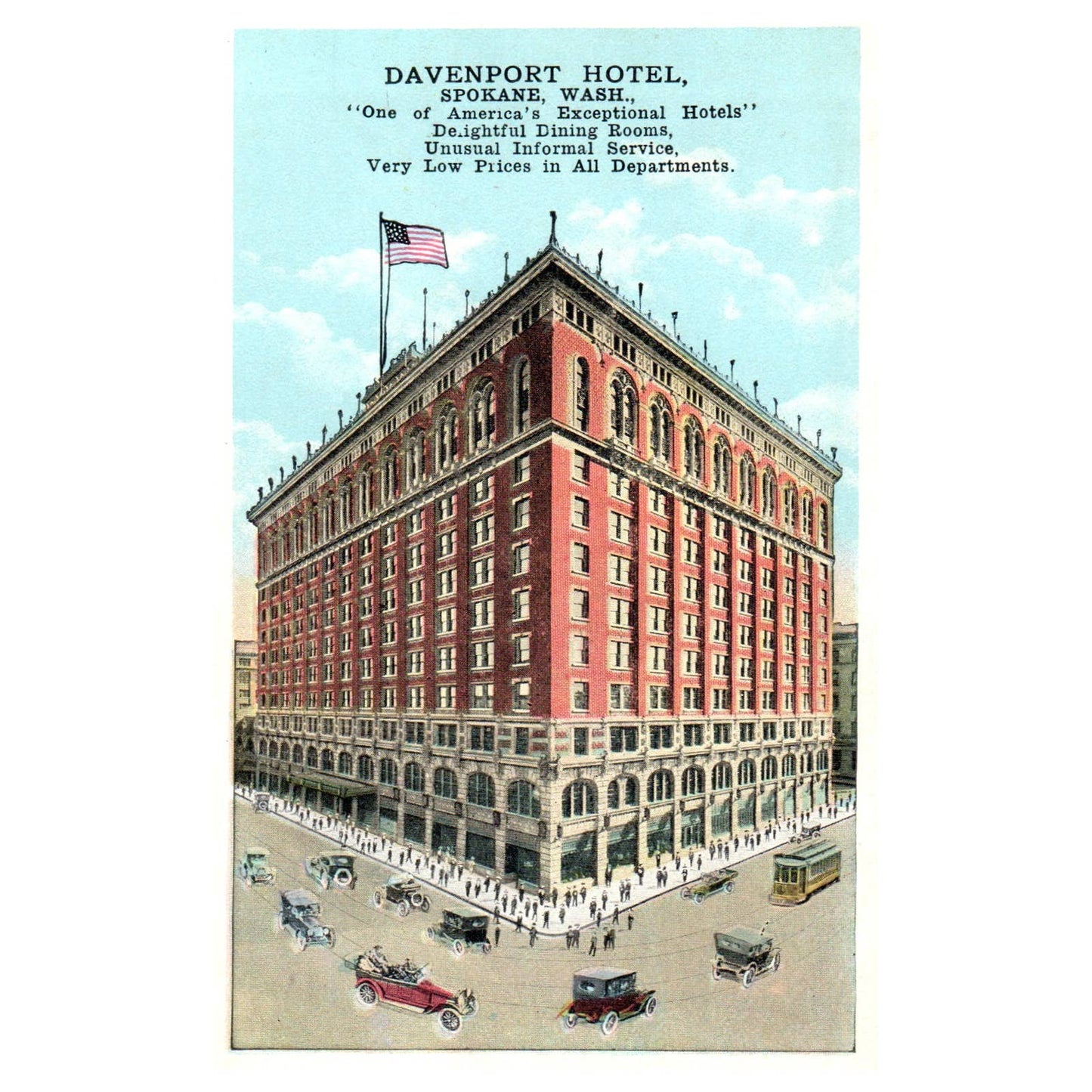 Davenport Hotel Spokane Washington - Postcard TJ8-1