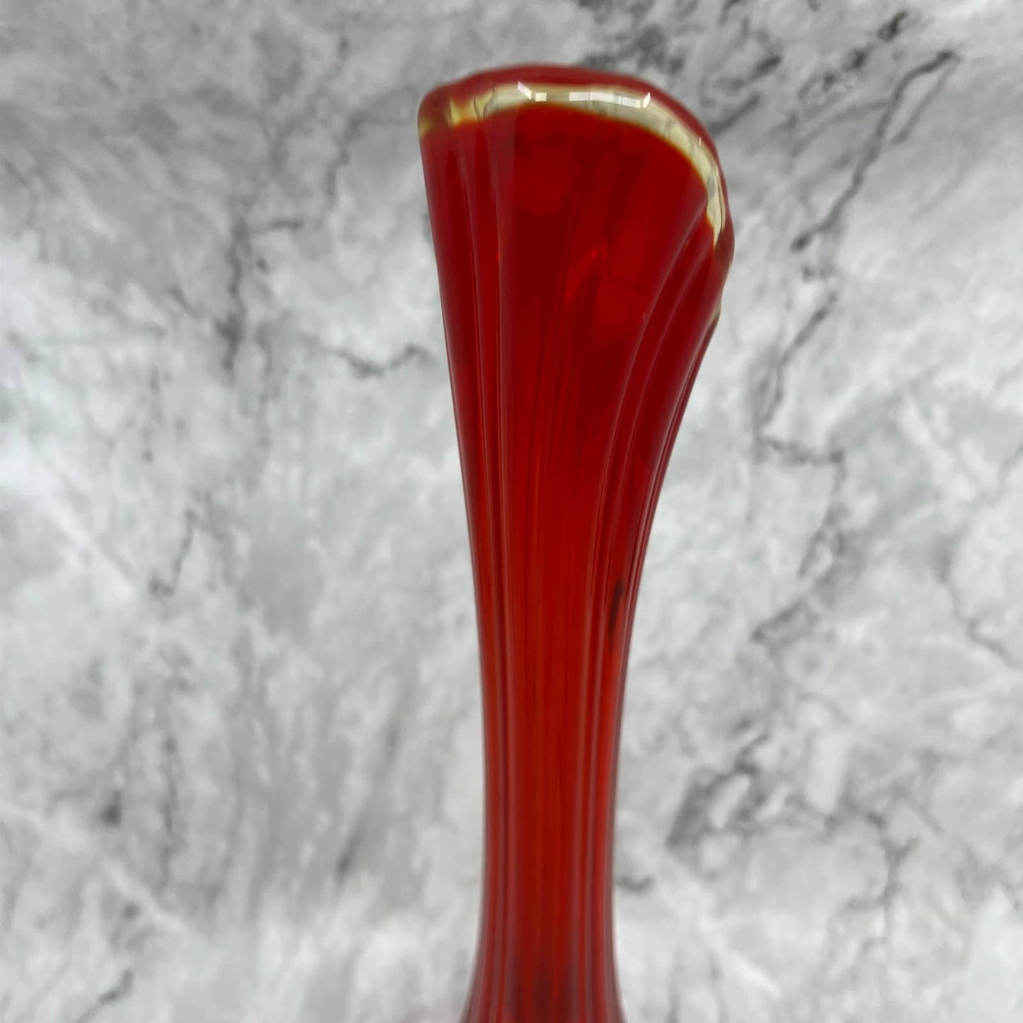 VTG L.E. Smith Amberina Swung Vase Art Glass Red Orange 16" TJ3