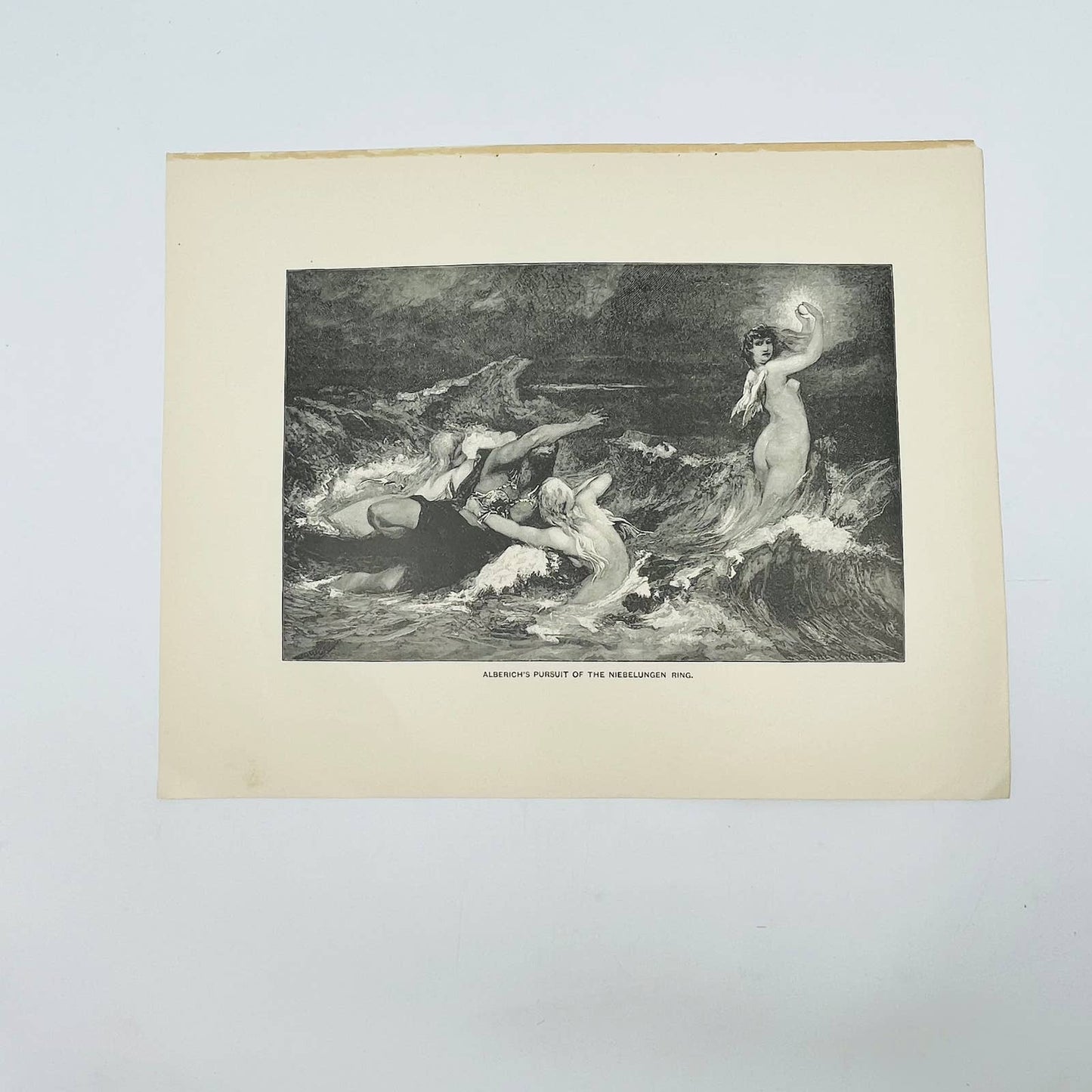 1880s Print Engraving Wagner Rheingold ALBRICH’S PURSUIT OF THE NIBELUNGEN RING