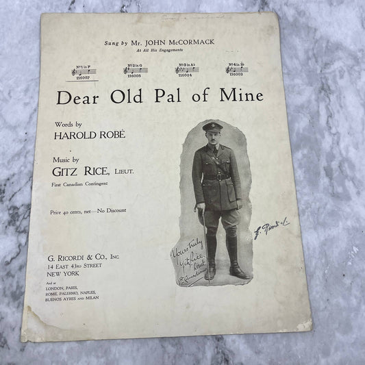 Dear Old Pal of Mine Gitz Rice Harold Robe WWI 1918 Sheet Music TK2-SM3