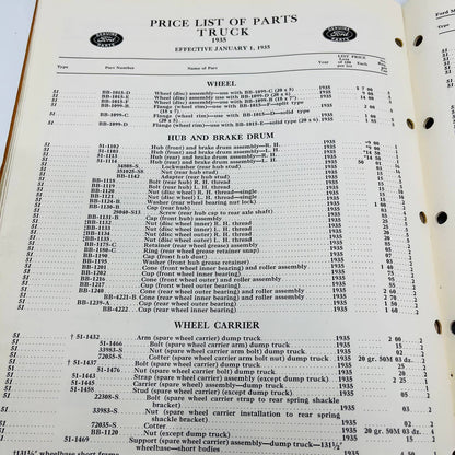 1935 Ford Cars and Trucks Parts Price List Catalog Ford Motor Company BA4