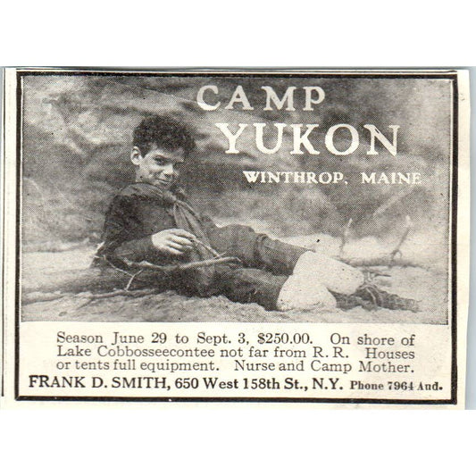 c1920 Harper's Magazine Ad - Camp Yukon Frank D. Smith Winthrop Maine EA3