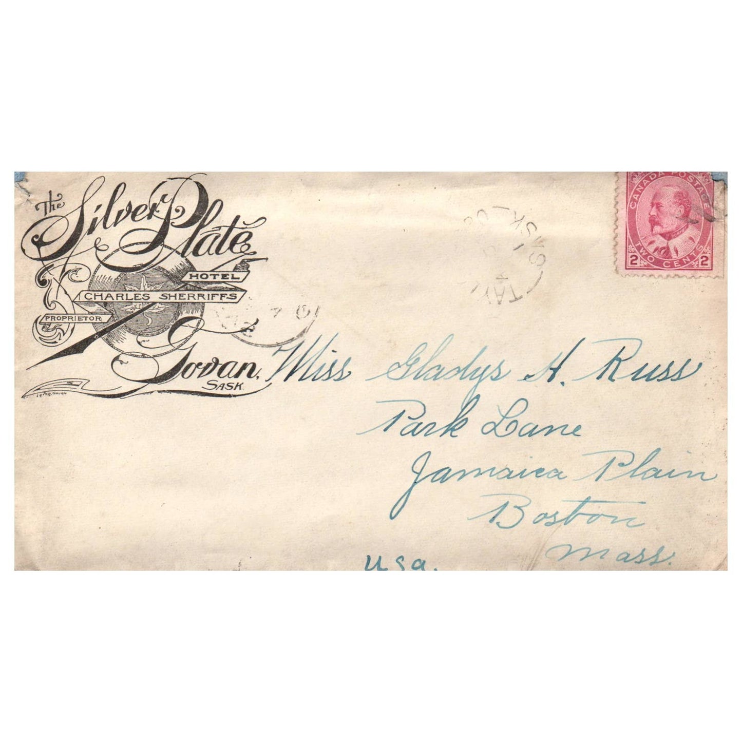 1910 The Silver Plate Hotel Letterhead & Envelope Govan Saskatchewan SE4