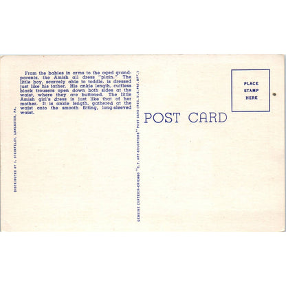 Vintage Postcard Amish Children of Lancaster County Philadelphia PA TD9-P1