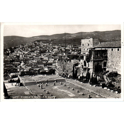 Trieste Piazzale E Castillo S. Giusto - Original RPPC Postcard TJ9-P1