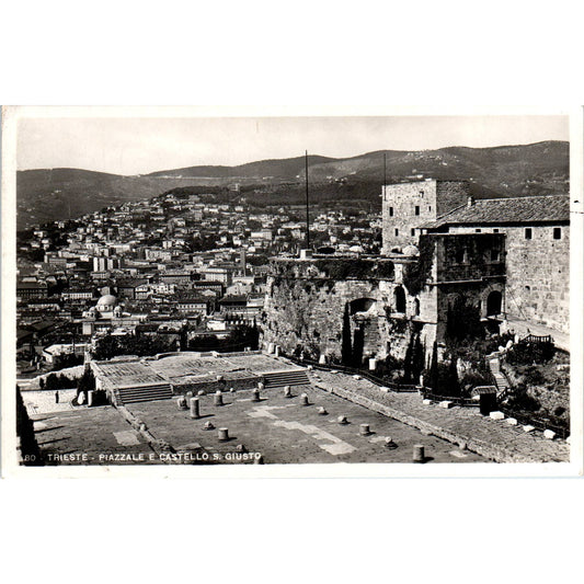 Trieste Piazzale E Castillo S. Giusto - Original RPPC Postcard TJ9-P1