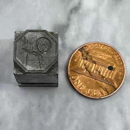 Vintage Printing Letterpress Printers Block Plate Spinning Wheel TJ515