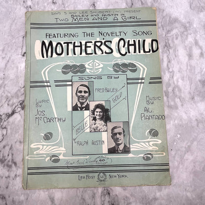 Two Men and A Girl - Mother's Child Bailey Austin 1910 Sheet Music TK2-SM2