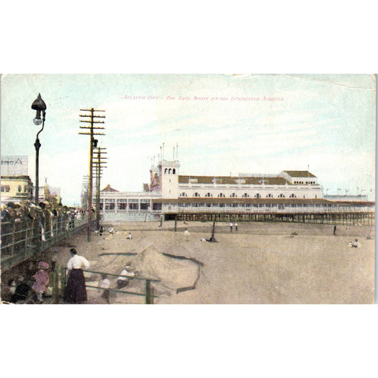 Sand Artist on the Beach 1908 Atlantic City NJ Original Postcard TK1-25