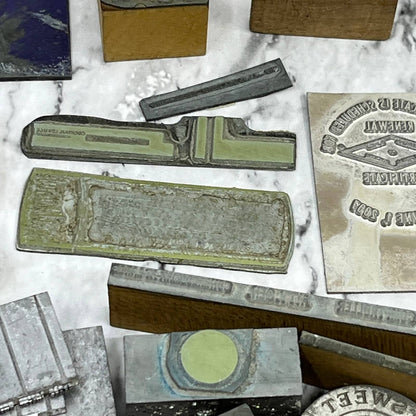 Huge Lot Vintage Letterpress Printers Block Plates Various Shapes & Sizes SE851