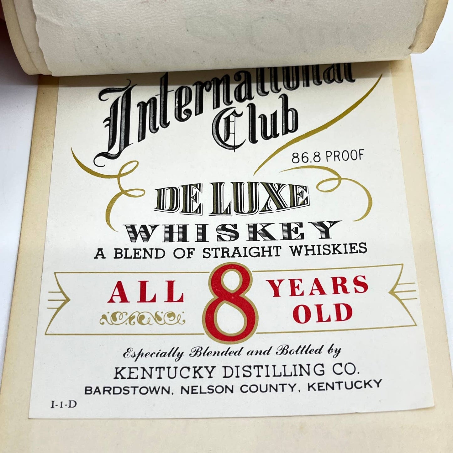 International Club VVO Whiskey Label Set of 7 Double Springs Greenbrier KY
