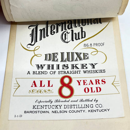 International Club VVO Whiskey Label Set of 7 Double Springs Greenbrier KY