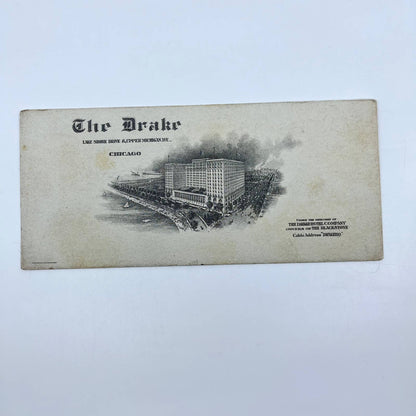 Antique Blotter Card The Drake Hotel Lithograph Chicago IL SC8