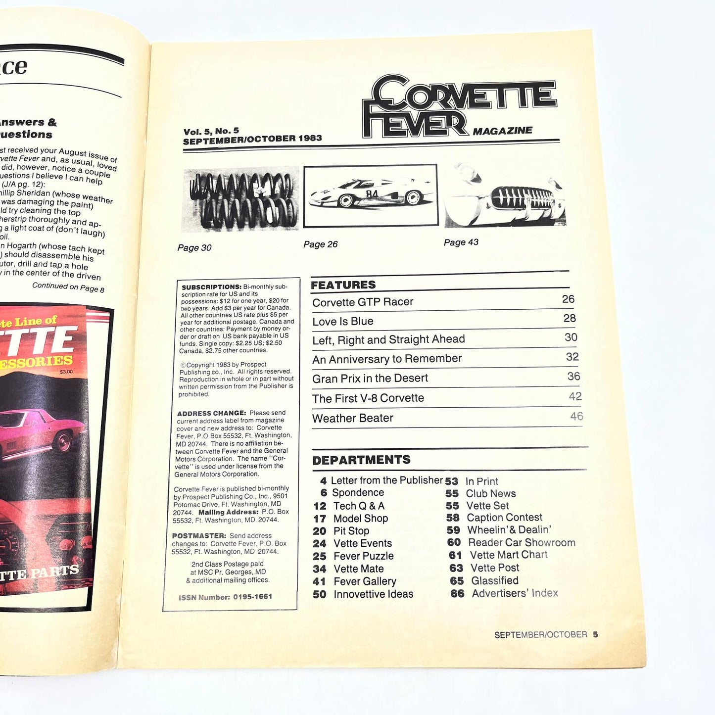 1983 Sept/Oct Corvette Fever Magazine Corvette GTP Racer TG1