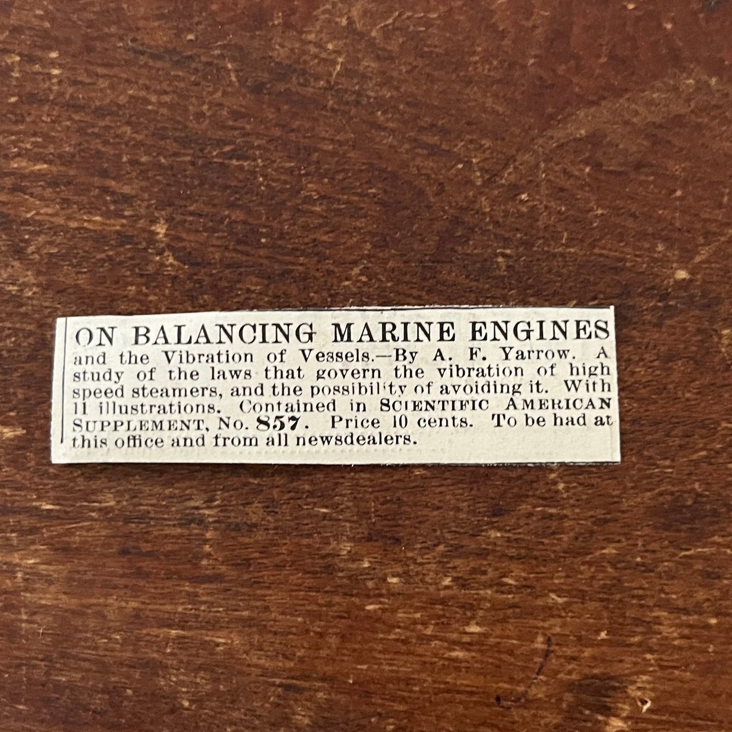 On Balancing Marine Engines A.F. Yarrow Original Advertisement AD8-P28