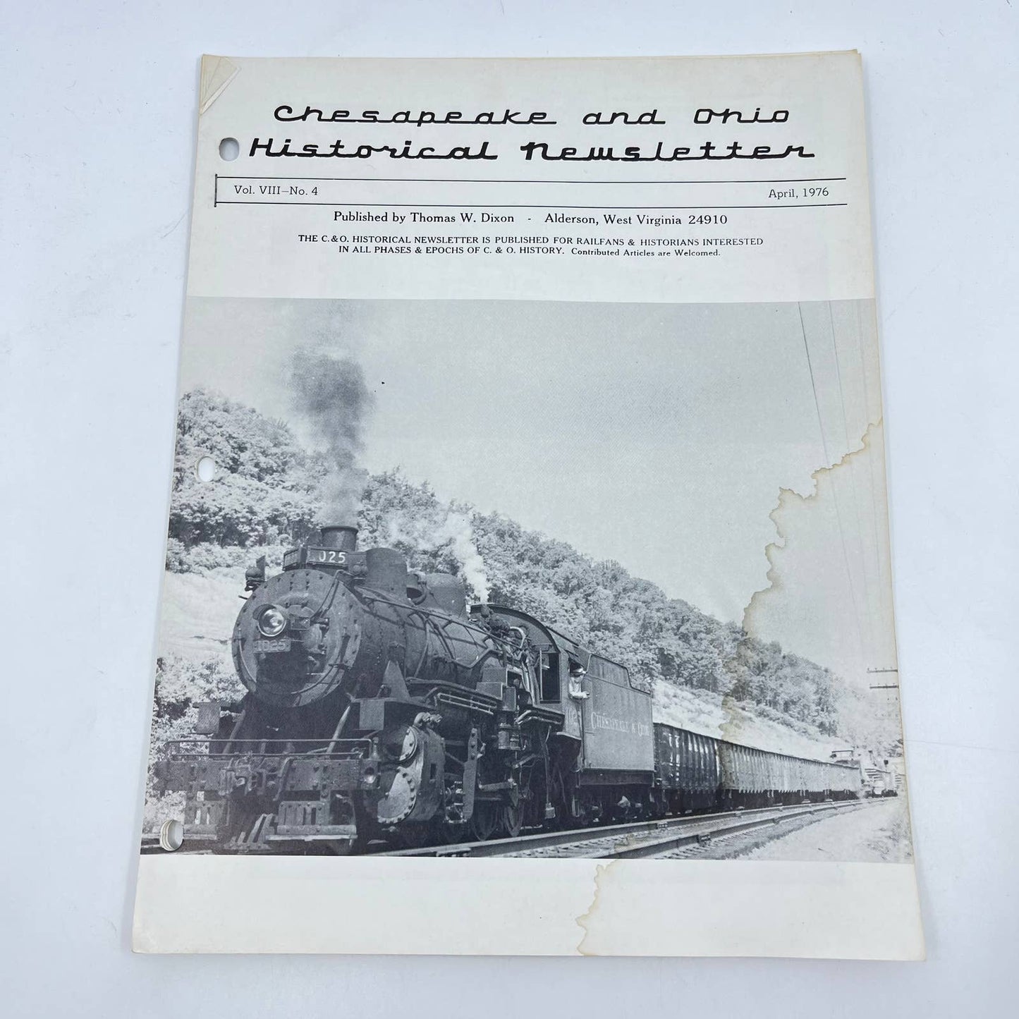 1976 April Chesapeake and Ohio Historical Newsletter C&O RR Thomas Dixon WV TE2